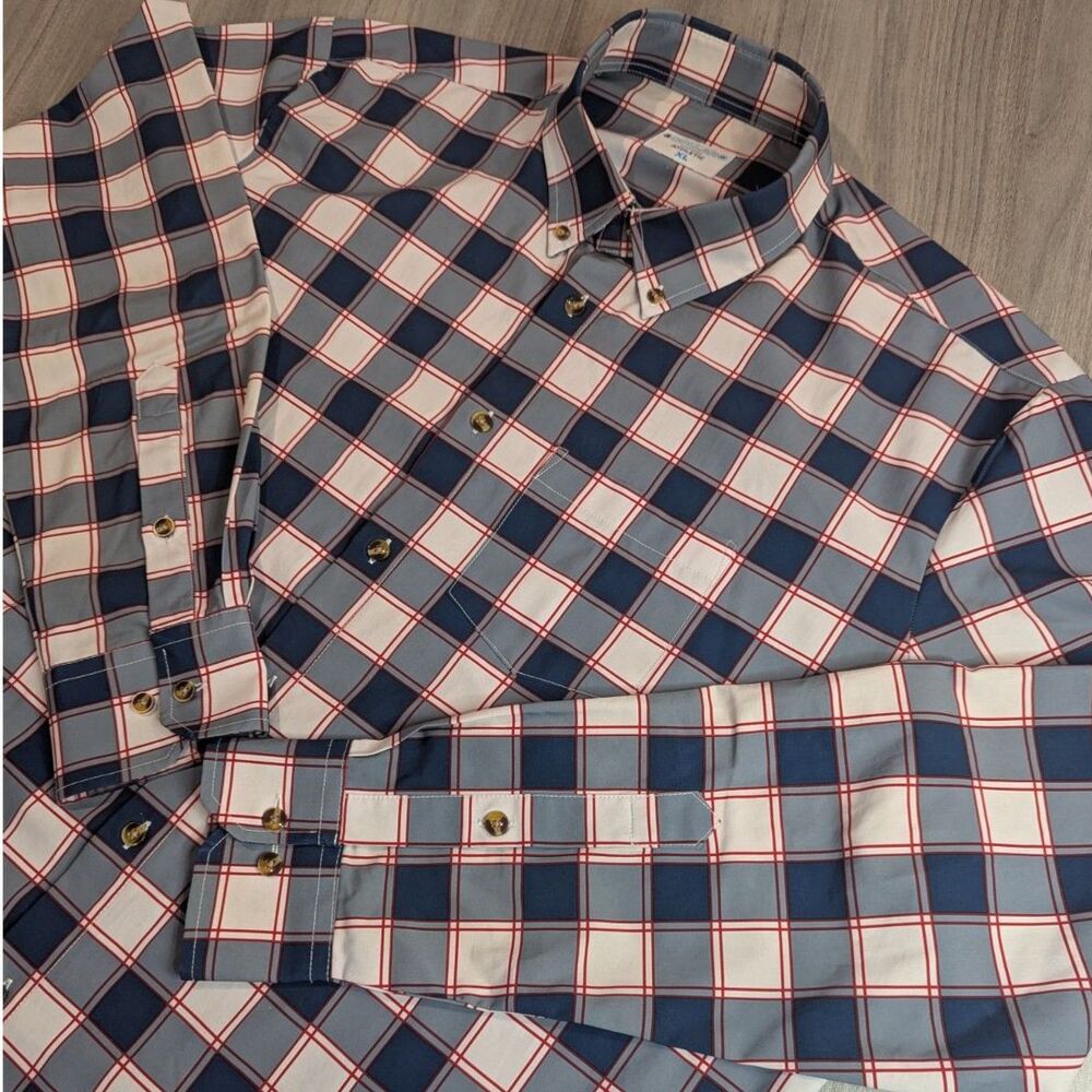 &Collar Men's Athletic Fit Plaid Long Sleeve Button Down Shirt Size XL